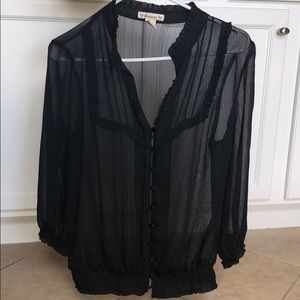 Beautiful black sheer long sleeve cocktail blouse